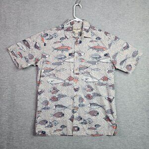Cooke Street Honolulu 100% Cotton Button Up Fish Sea Printed Casual Shirt Sz M